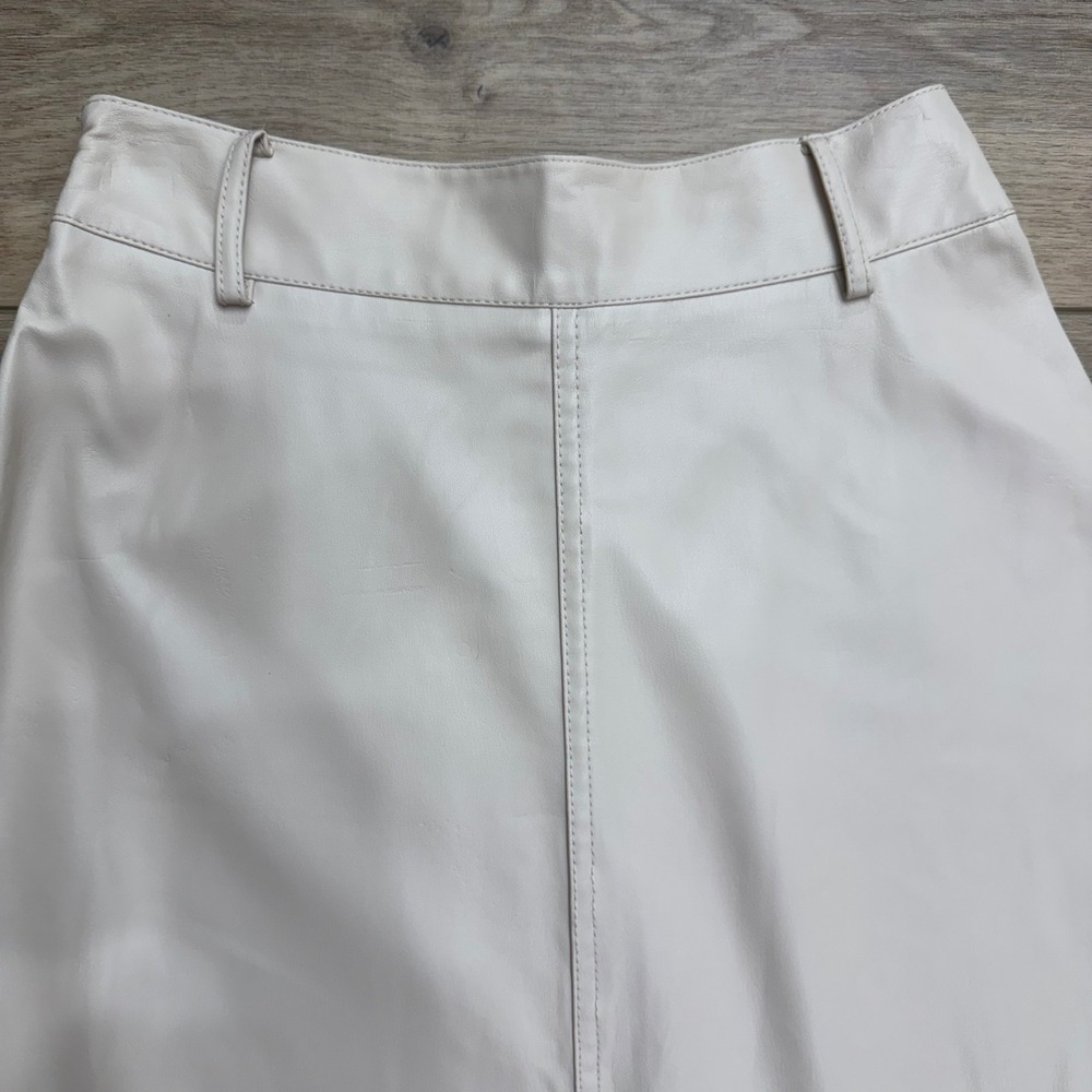 Zara Faux Leather Cream A-Line Midi Skirt High Waisted Side Zip XS - Picture 5 of 10